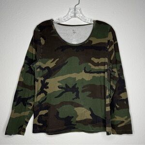 Lady Belle Ranger Camo‎ Long Sleeve T Shirt Womens Size XL Fitted Vintage Style